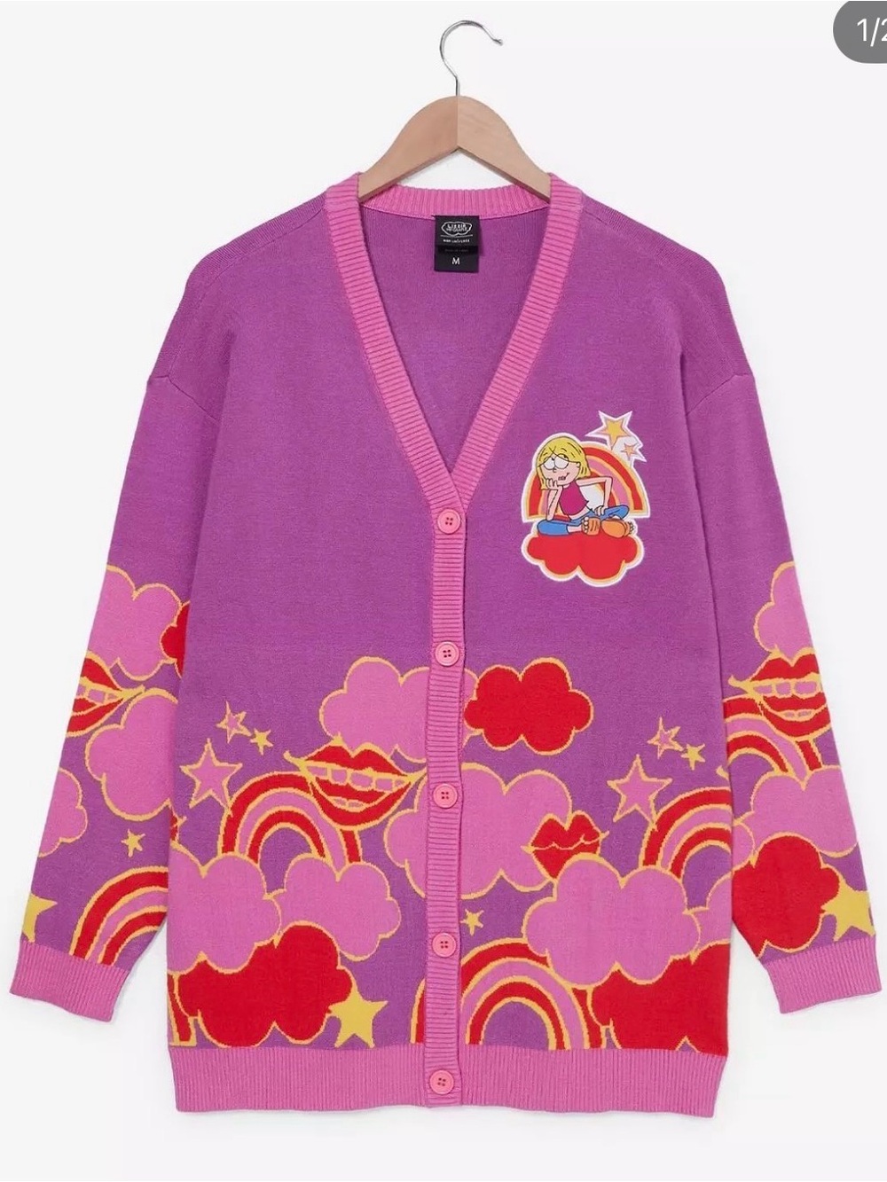 Disney Lizzie McGuire Tonal Icons Women's Cardigan Purple/Red/Yellow 2X